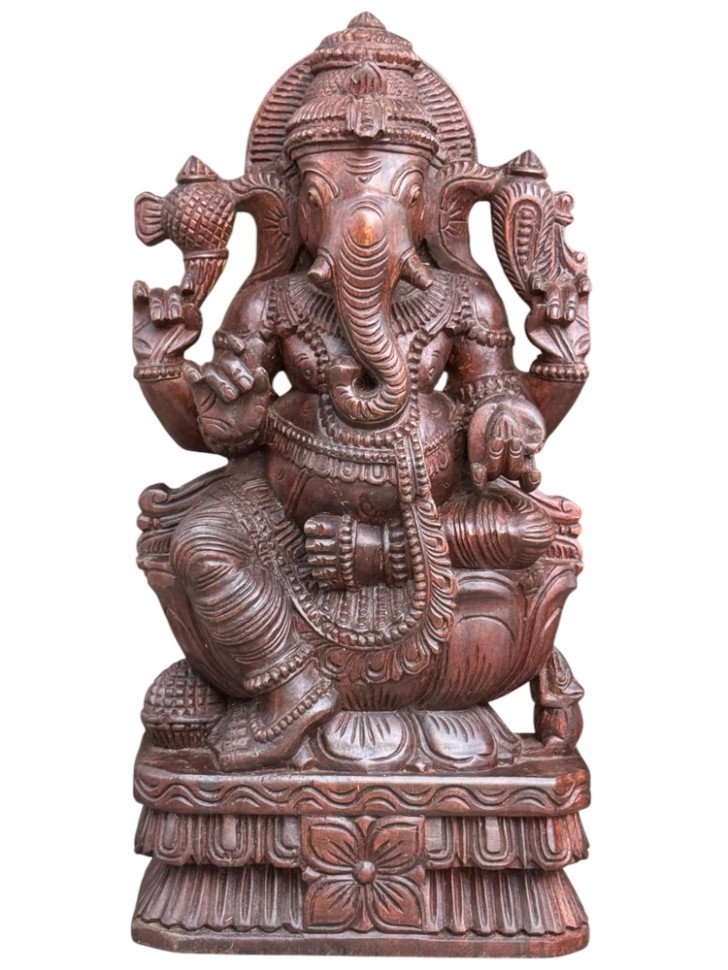 Handcrafted Wooden Ganesha Sculpture