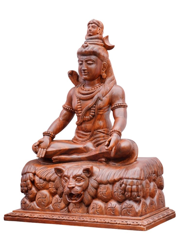 Lord Shiva Wooden Sculpture — view 2