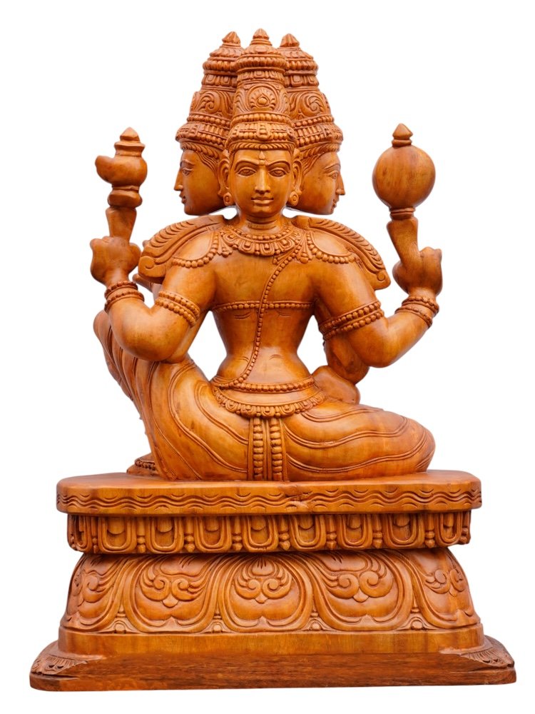 Brahmi Devi Premium Hand Carved Wooden Sculpture — view 4